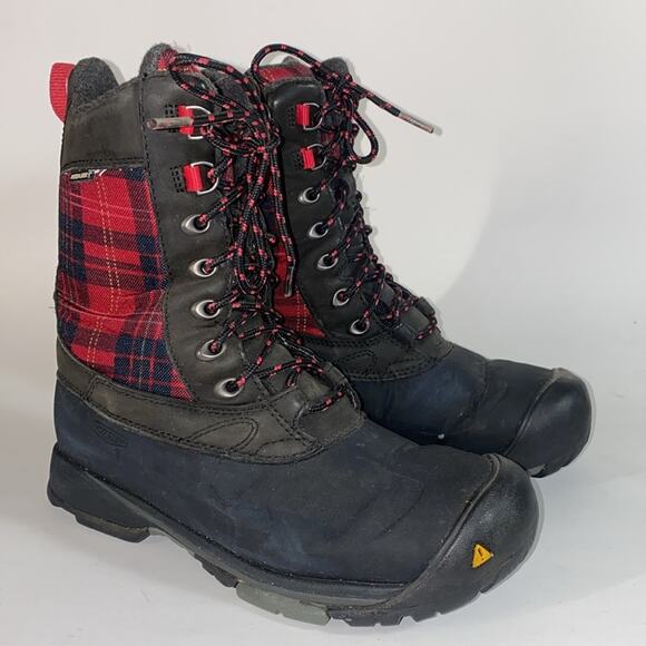 Keen Dry Snowden Black Red Plaid Lace Up Winter Weather Boot Lined - Picture 2 of 8